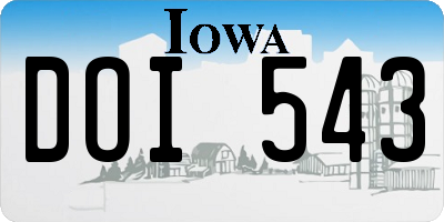 IA license plate DOI543