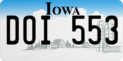 IA license plate DOI553