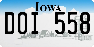 IA license plate DOI558