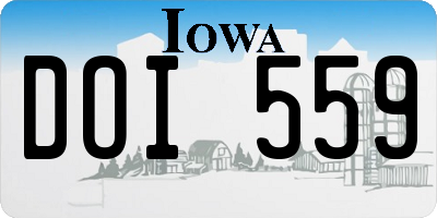 IA license plate DOI559