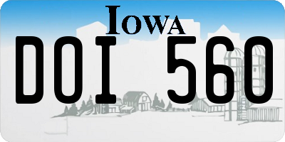 IA license plate DOI560