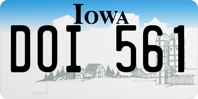 IA license plate DOI561