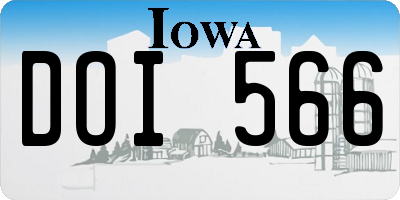 IA license plate DOI566