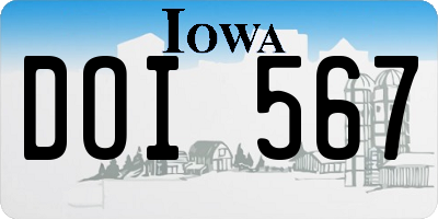 IA license plate DOI567