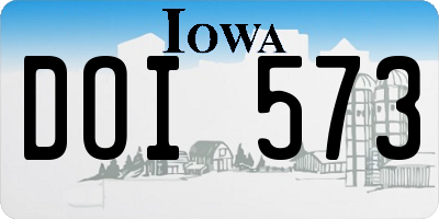 IA license plate DOI573