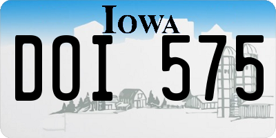 IA license plate DOI575