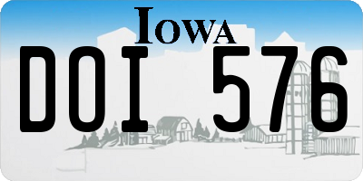 IA license plate DOI576