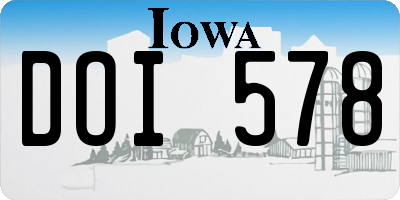 IA license plate DOI578