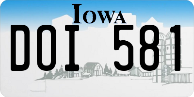 IA license plate DOI581