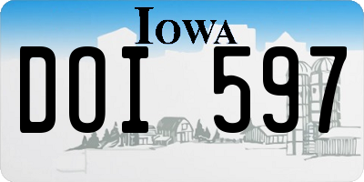 IA license plate DOI597