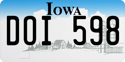 IA license plate DOI598