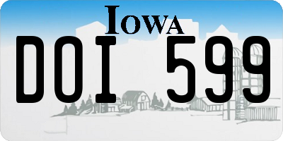 IA license plate DOI599