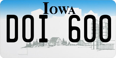 IA license plate DOI600