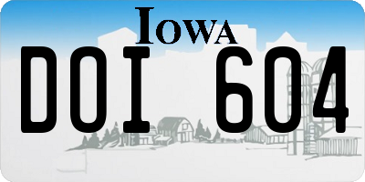IA license plate DOI604