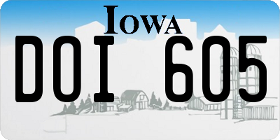 IA license plate DOI605