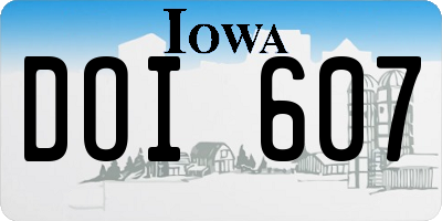 IA license plate DOI607