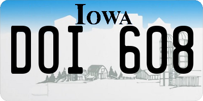 IA license plate DOI608