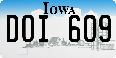 IA license plate DOI609