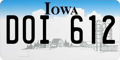 IA license plate DOI612