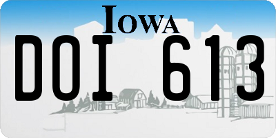 IA license plate DOI613