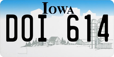 IA license plate DOI614