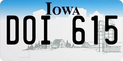 IA license plate DOI615