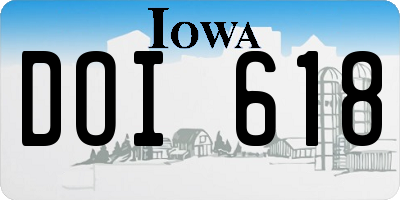 IA license plate DOI618