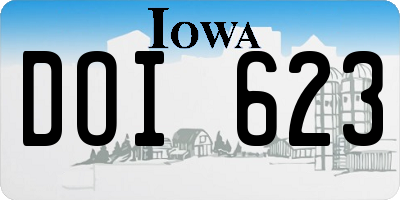 IA license plate DOI623