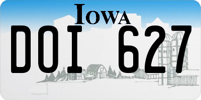 IA license plate DOI627