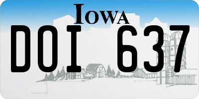 IA license plate DOI637