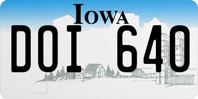 IA license plate DOI640