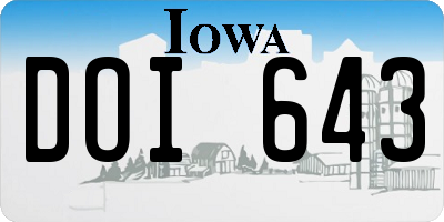 IA license plate DOI643