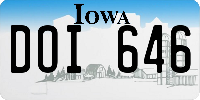 IA license plate DOI646