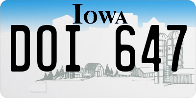 IA license plate DOI647