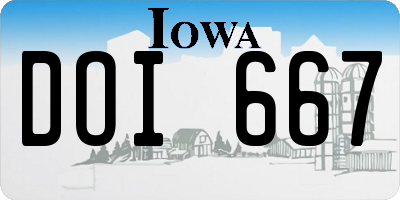 IA license plate DOI667