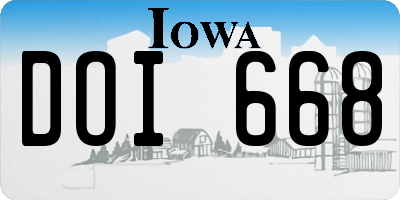 IA license plate DOI668