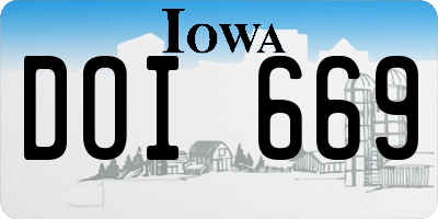 IA license plate DOI669
