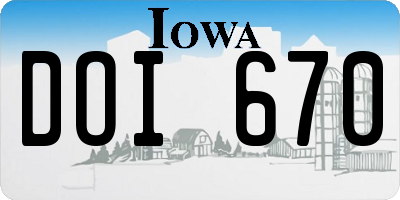 IA license plate DOI670