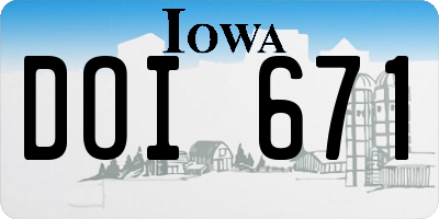 IA license plate DOI671