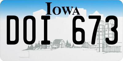 IA license plate DOI673