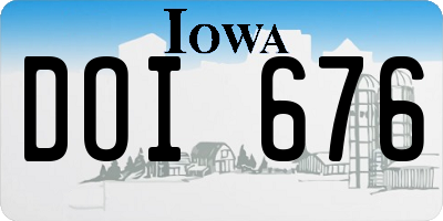 IA license plate DOI676