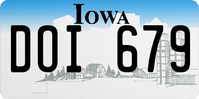 IA license plate DOI679