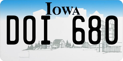 IA license plate DOI680
