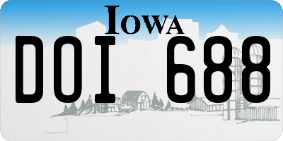 IA license plate DOI688