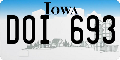 IA license plate DOI693