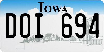 IA license plate DOI694