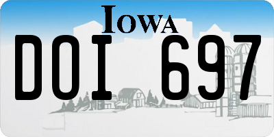 IA license plate DOI697
