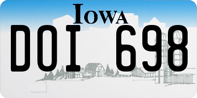 IA license plate DOI698