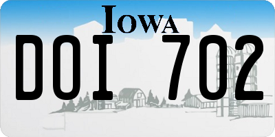 IA license plate DOI702