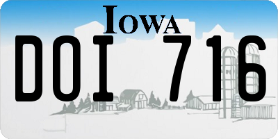 IA license plate DOI716